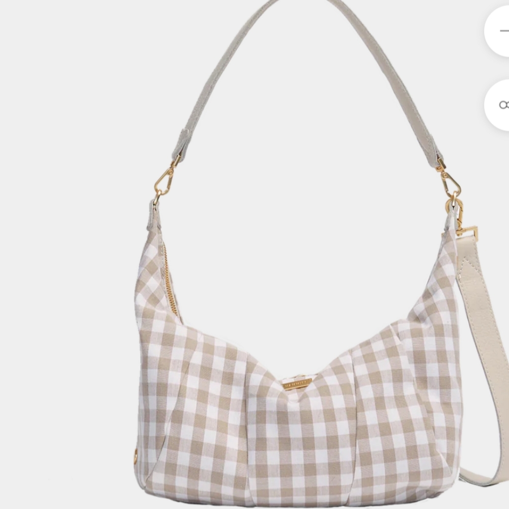 Hammitt Plaid Gingham Handbag Morgan Check 2 Straps Crossbody White Tan Purse